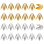 24Pcs 12 Colors Brass Bead Caps, 4-Petal Flower