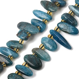 Cuentas de apatita natural de hebras, pepitas, con granos de la semilla, superior perforado, piedra caída