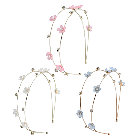 3 шт. 3 цветные резинки для волос из цинкового сплава и АБС-пластика со стразами для женщин и девочек, цветок, золотые