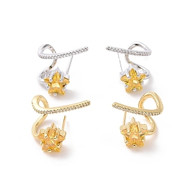 Light Khaki Cubic Zirconia Meteor Stud Earrings, Brass Jewelry for Women, Cadmium Free & Nickel Free & Lead Free