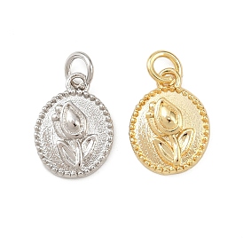 Латунные подвески, овальные и цветочные подвески, долговечный, без свинца и без кадмия, стойки покрытие, с целью перехода в кольце