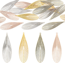 16шт 4цвета латунные филигранные подвески, гравированные металлические украшения, слеза