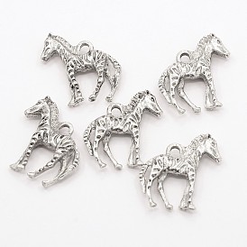 Подвески из зебры с тибетским сплавом 3 d из животных, 20x20x4 мм, отверстие : 2 мм