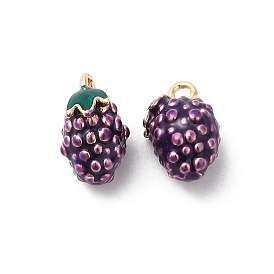Real 18K Gold Plated Tone Brass Enamel Charms, Grape Charm