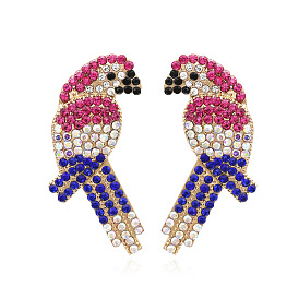 Sparkling Bird Earrings: Cute, Versatile and Retro Animal Jewelry with Colorful Diamonds for a Chic Look