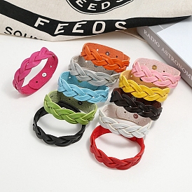 Imitation Leather Braided Cord Bracelets, with Alloy Finding