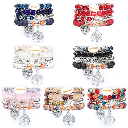 Bohemian Hollow Heart Tree of Life Colorful Beads Beaded Multilayer Bracelet Fashion Wind Bracelet Jewelry