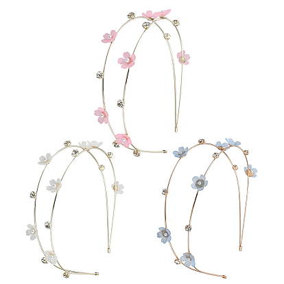 3 шт. 3 цветные резинки для волос из цинкового сплава и АБС-пластика со стразами для женщин и девочек, цветок, золотые