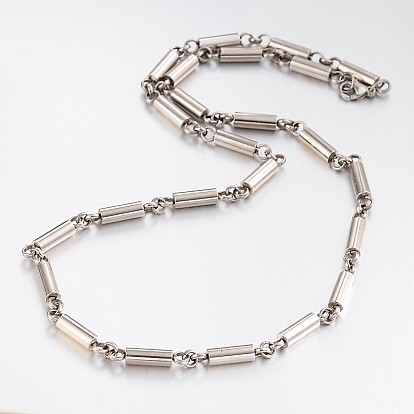 304л нержавеющей стали бар ссылку цепи ожерелья, с карабин-лобстерами , 24.6 дюйм (62.5 см), 5 мм