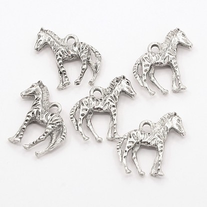 Подвески из зебры с тибетским сплавом 3 d из животных, 20x20x4 мм, отверстие : 2 мм