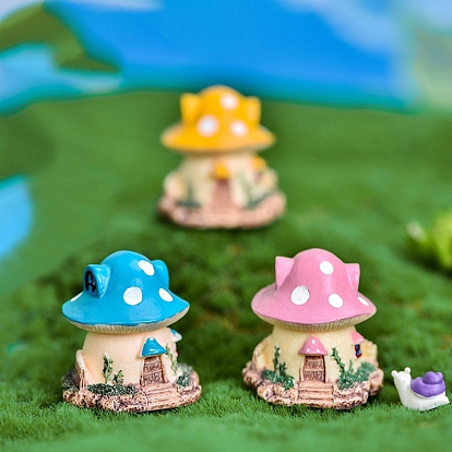 Resin Miniature Mini Mushroom House, Home Micro Landscape Decorations, for Fairy Garden Dollhouse Accessories Pretending Prop Decorations