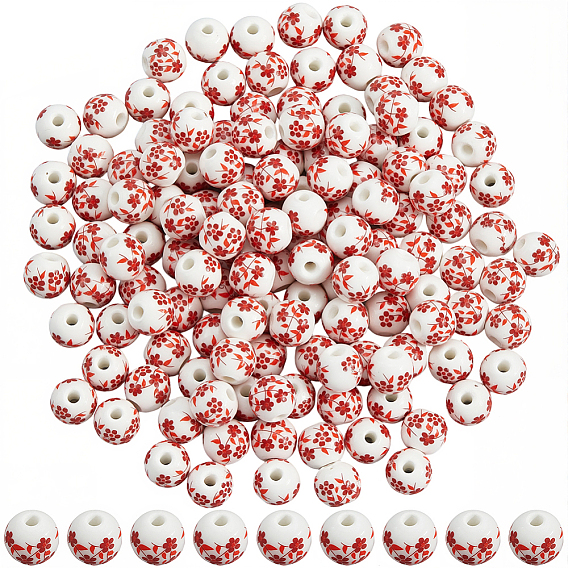 150шт. фарфоровых бусин ручной работы в стиле «фамиль роз», круглые