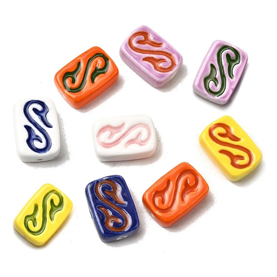 Фарфоровые бусины ручной работы, прямоугольные, пастельный фарфор