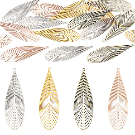 16шт 4цвета латунные филигранные подвески, гравированные металлические украшения, слеза