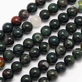 Natural Bloodstone Beads Strands, Heliotrope Stone Beads, Round