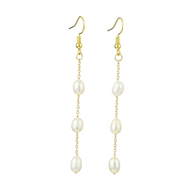 Perles de culture d'eau douce naturelles et boucles d'oreilles en laiton pour femmes