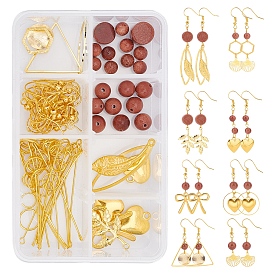 SUNNYCLUE DIY Dangle Earring Making Kits, Including Synthetic Goldstone Beads, Brass Earring Hooks & Linking Rings & Charms & Jump Rings & Pins, Alloy Linking Rings & Pendants, Iron Filigree Charms
