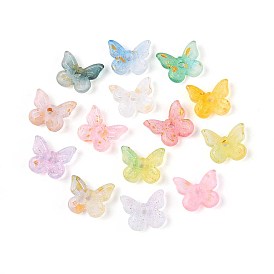 Прозрачные акриловые бусины градиентного цвета, бабочка, с золотой порошок