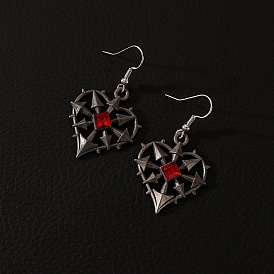 Pendientes colgantes con forma de corazón de cristal y latón, colección del día de san valentín