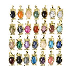 Натуральный и синтетический кулон из драгоценных камней, с латунной фурнитурой , без свинца и без кадмия, долговечный, сова