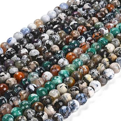 Природные пожары треск агат бисер нитей, окрашенная и подогревом, круглые, граненые