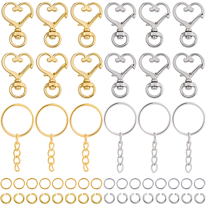 Наборы для самостоятельного изготовления брелоков, включая поворотные застежки-карабины из цинкового сплава, железные брелоки для ключей и открытые кольца для прыжков