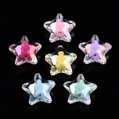 Transparent Acrylic Beads, Bead in Bead, AB Color Plated, Star