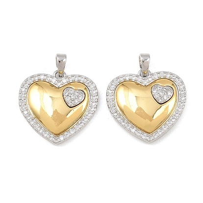 Латунные микро проложить кубического циркония подвески, сердце прелести