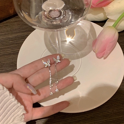Alloy Rhinestone Stud Earrings, with 925 Silver Pin