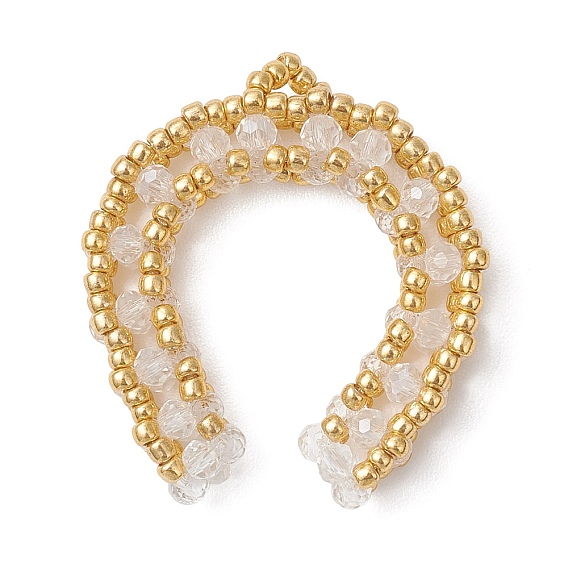 Подвески в виде подков из стеклянного бисера, со стеклом