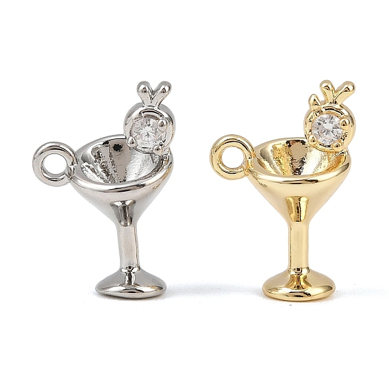 Латунные микропаве прозрачные кубические циркониевые подвески, бокал, без кадмия, без никеля и без свинца