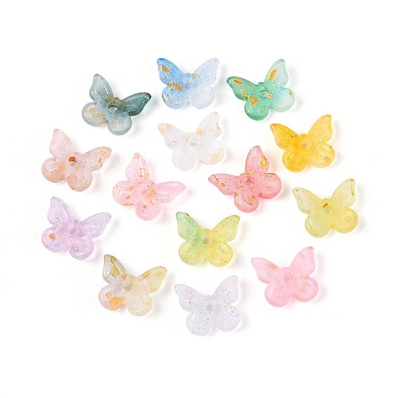 Прозрачные акриловые бусины градиентного цвета, бабочка, с золотой порошок