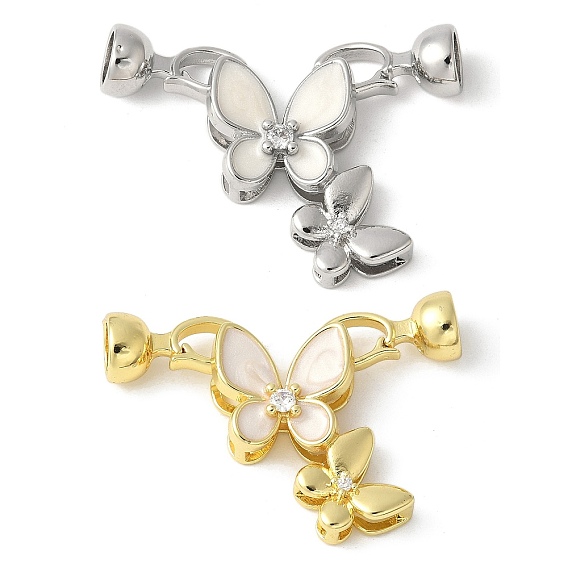 Латунный паве из прозрачного кубического циркония с застежками, с эмалью, без свинца и без кадмия, долговечный, стойки покрытие, бабочка