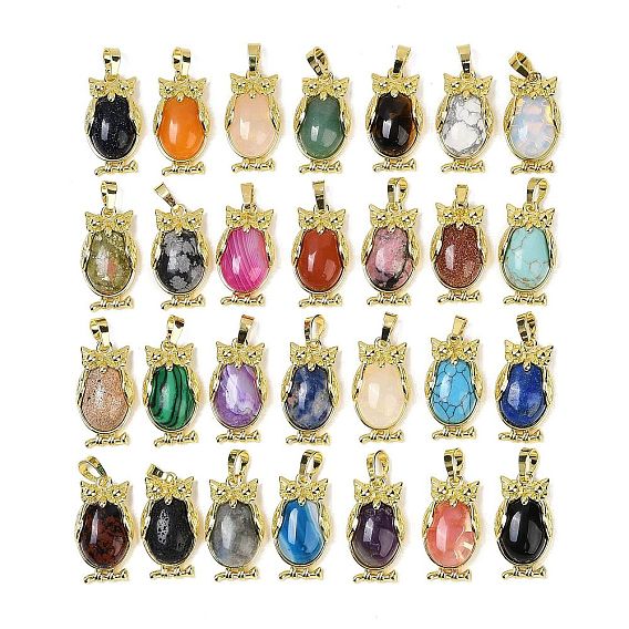 Натуральный и синтетический кулон из драгоценных камней, с латунной фурнитурой , без свинца и без кадмия, долговечный, сова