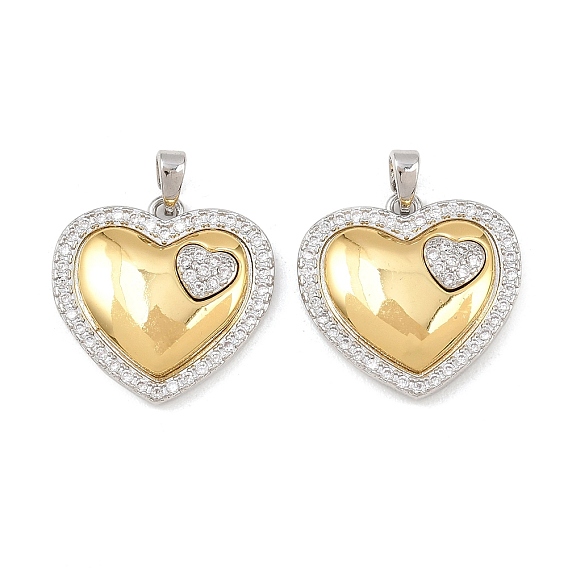 Латунные микро проложить кубического циркония подвески, сердце прелести