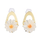 Flower Natural Shell Ear Studs with Brass and 925 Sterling Silver Pins for Summer Jewelry
