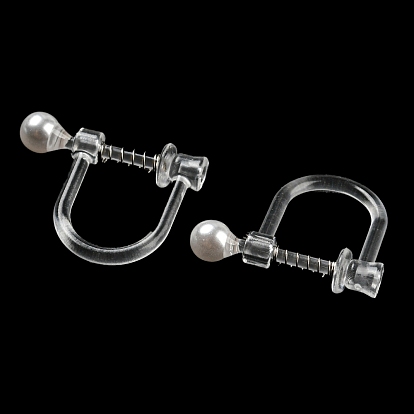 Resin Clip-on Earring Findings, with Imitation Pearl