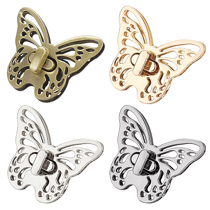 4 ensembles 4 couleurs papillon alliage d'aluminium fermoirs de sac ensemble, accessoires de remplacement de sac, sans cadmium et sans plomb