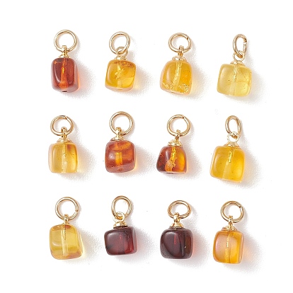 Кубические подвески из натурального янтаря, с 304 фурнитурой из нержавеющей стали