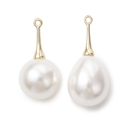 2 шт. 2 стили жемчужные подвески в виде ракушек, круглые подвески в форме капли с латунными ушками, белые