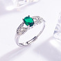 Brass Micro Pave Cubic Zirconia Finger Rings, Oval