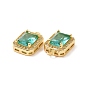 Octagon Rectangle Brass Micro Pave Cubic Zirconia Charms, Cadmium Free & Nickel Free & Lead Free, Real 18K Gold Plated