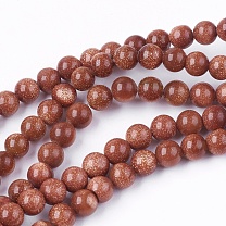 Synthetic Goldstone Bead Strands, Smooth Round