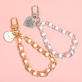 Chic Alloy Pearl Keychain for Girls - Cute Bag & Car Accessory Pendant