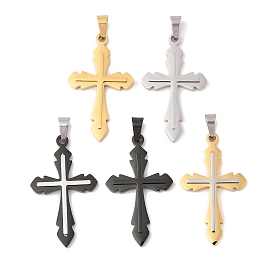 Anti-Tarnish 304 Stainless Steel Big Pendants, Cross Charm