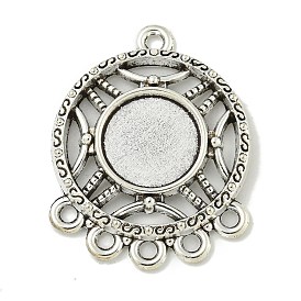 Tibetan Style Cabochon Connector Settings, Lead Free and Cadmium Free, Flat Round