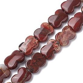Perles de jaspe arc-en-ciel rouge naturel, bowknot