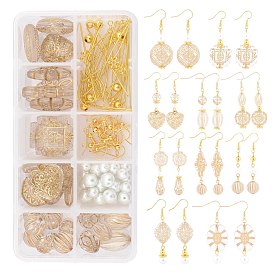 SUNNYCLUE DIY Retro Dangle Earring Making Kits, Including Corrugated Acrylic & Glass Beads, Iron Spacer Beads, Brass Earring Hooks