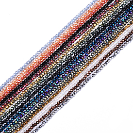 15 пряди 15 стили гальванические стеклянные бусины пряди, полное покрытие, граненые, рондель