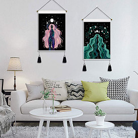 Room decoration hanging painting moon phase moon goddess portrait hanging cloth wall cloth background cloth living room decorative painting bedside tapestry